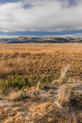Naklejka premium Morning frost on lake Titicaca
