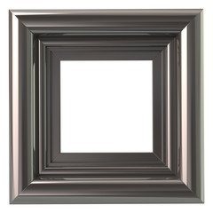 Square silver frame 3d illustration isolated on white