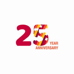 25 Year Anniversary Purple Vector Template Design Illustration