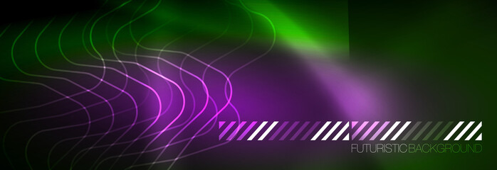 Shiny neon lights background, techno design, modern wallpaper for your project