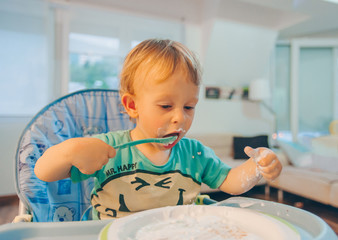 Adorable baby eating
