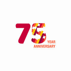 75 Year Anniversary Purple Vector Template Design Illustration