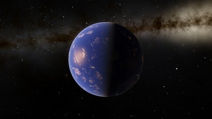 Exoplanet 3D illustration Second Earth (Elements of this image furnished by NASA)