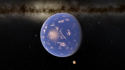 Exoplanet 3D illustration Second Earth (Elements of this image furnished by NASA)