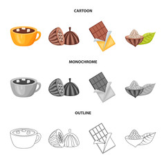 Vector illustration of food and yummy symbol. Collection of food and brown   stock symbol for web.