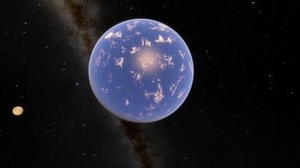 Exoplanet 3D illustration Second Earth (Elements of this image furnished by NASA)