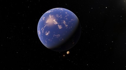 Exoplanet 3D illustration Second Earth (Elements of this image furnished by NASA)