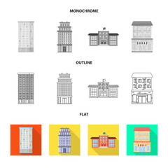 Vector illustration of municipal and center icon. Set of municipal and estate   stock vector illustration.