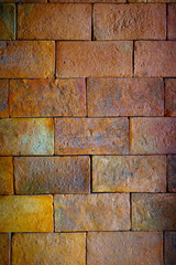Closeup red big brick wall background with interior design texture  old. Vignett and Vintage style.