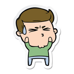 sticker of a cartoon frustrated man