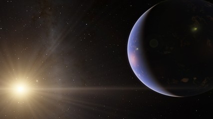 Exoplanet 3D illustration Second Earth (Elements of this image furnished by NASA)