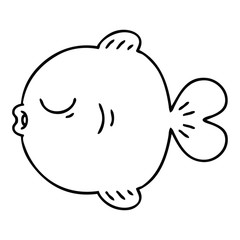 quirky line drawing cartoon fish