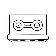 line drawing doodle of a retro cassette tape