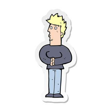 recommend clip art: sticker of a cartoon nervous man