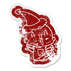 cartoon icon of a robot wearing santa hat