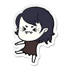 sticker of a annoyed cartoon vampire girl