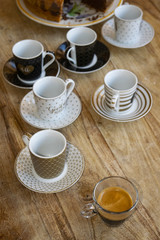 set of coffee cups with an espresso