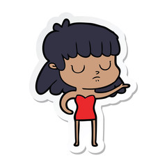 sticker of a cartoon indifferent woman