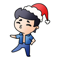 christmas gradient cartoon of kawaii boy