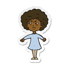 Obraz premium sticker of a cartoon bitter old woman