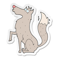 sticker of a cartoon wolf