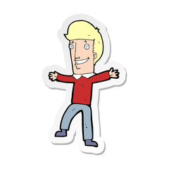 sticker of a cartoon happy man