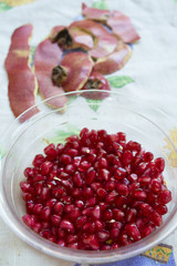 pomegranate seeds and its skins