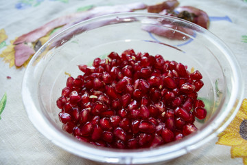 red and ripe pomegranate seeds