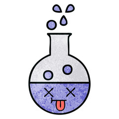 retro grunge texture cartoon test tube