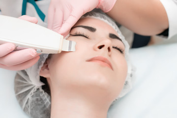 cosmetology, skin care, facial cleansing from acne, personal hygiene, healthy lifestyle, acne, doctor and patient...