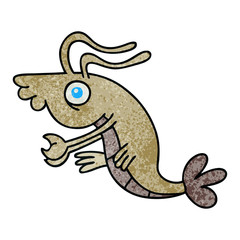 quirky hand drawn cartoon crayfish