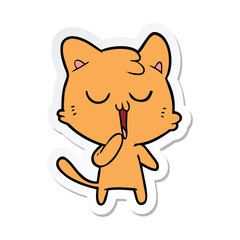 Obraz na płótnie Canvas sticker of a cartoon cat yawning