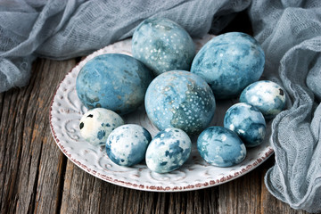 Easter composition with colored eggs 