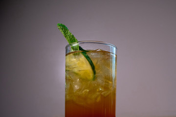 Mojito cocktail with grey background