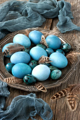 Easter still life with colorfull eggs