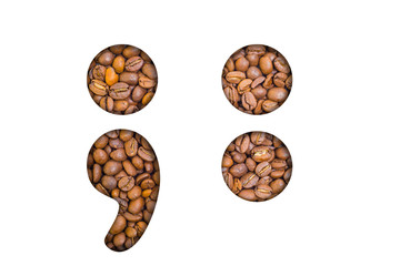 letter of the alphabet - coffee beans background. Coffea
