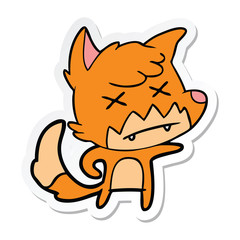 sticker of a cartoon dead fox