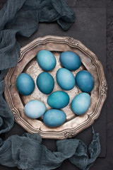 Easter composition with colored eggs