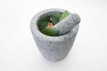 Detalle desde arriba de un mortero de granito