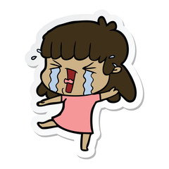 sticker of a cartoon woman in tears