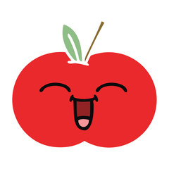 flat color retro cartoon red apple