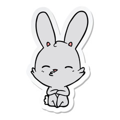 Fototapeta na wymiar sticker of a curious bunny cartoon