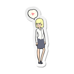 sticker of a cartoon woman in love