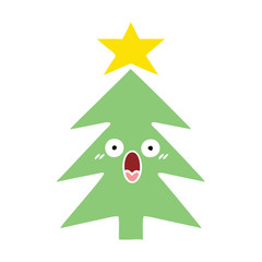 Fototapeta premium flat color retro cartoon christmas tree