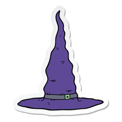 sticker of a cartoon witchs hat