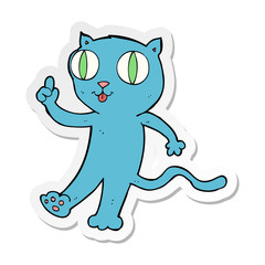 sticker of a cartoon  cat with idea