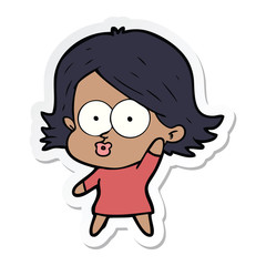 sticker of a cartoon girl pouting