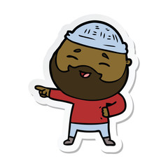 sticker of a cartoon happy bearded man