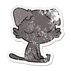 distressed sticker of a cute cartoon dog