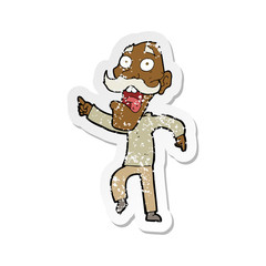 retro distressed sticker of a cartoon frightened old man
